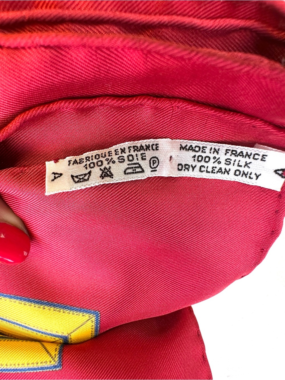 Hermes “Grande Tenue” silk twill scarf by Henri d’Origny Royal Blue & Red France - Picture 11 of 11
